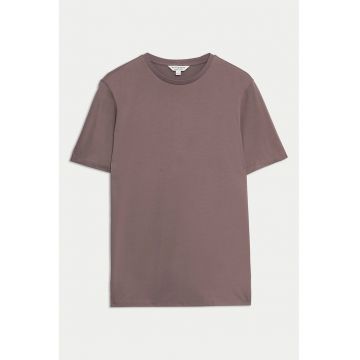 Tricou uni cu decolteu la baza gatului