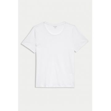 Tricou uni cu decolteu rotund
