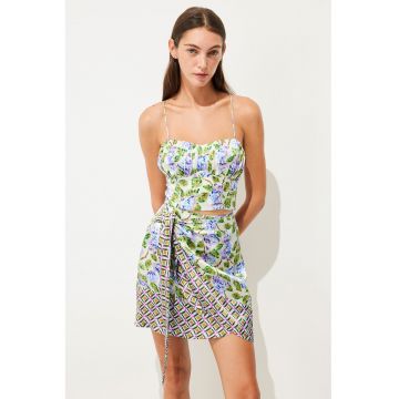 Top crop cu imprimeu floral
