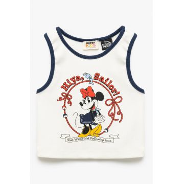 Top cu Minnie Mouse si aspect texturat