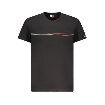 Tricou barbati - cu imprimeu si mini logo pe maneca - Slim Fit
