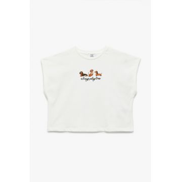 Tricou crop cu imprimeu