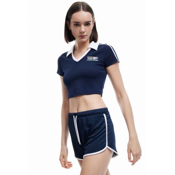 Tricou crop polo