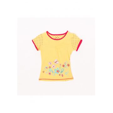 Tricou cu broderie - fete - GTJM4264