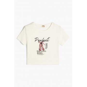 Tricou cu decolteu rotund si imprimeu