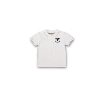 Tricou cu nasturi copii - din bumbac - 43330-1 - Alb -