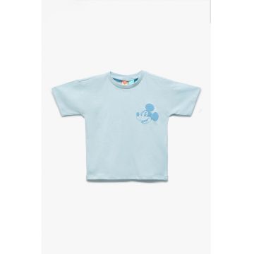 Tricou de bumbac cu decolteu la baza gatului