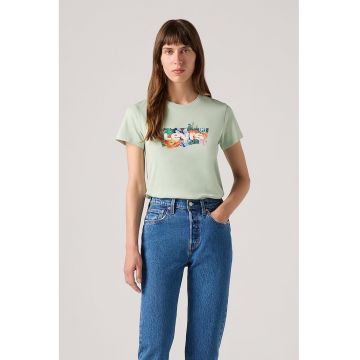 Tricou de bumbac cu decolteu la baza gatului
