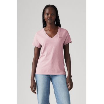 Tricou din bumbac cu decolteu in V