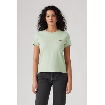 Tricou din bumbac cu decolteu la baza gatului