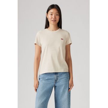 Tricou din bumbac cu decolteu la baza gatului