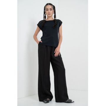Tricou din bumbac cu insertii din dantela