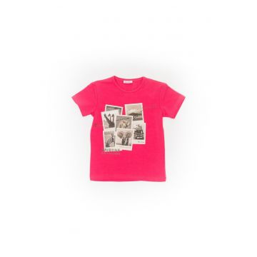 Tricou fetite -  din bumbac - 35420-2 - Fucsia -