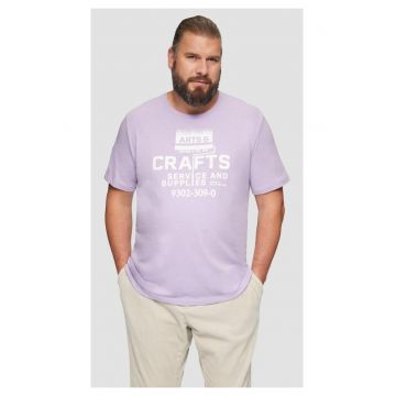 Big Sizes Tricou barbati big sizes cu imprimeu text si decolteu la baza gatului - Lila