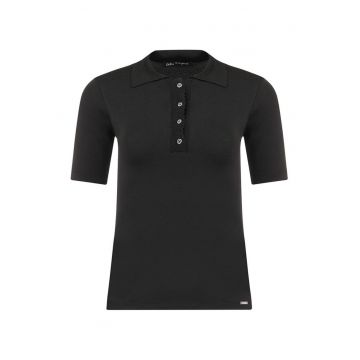 Bluza din jerseu cu guler si fir de lurex