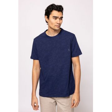 Tricou cu decolteu la baza gatului si buzunar aplicat pe piept Majda