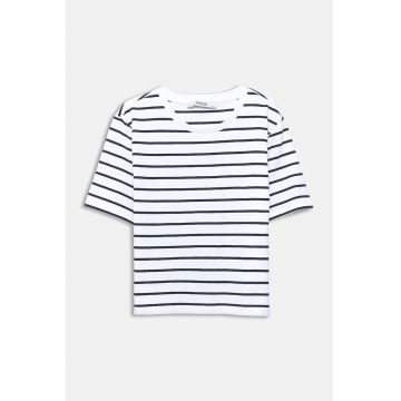 Tricou cu decolteu la baza gatului si model in dungi