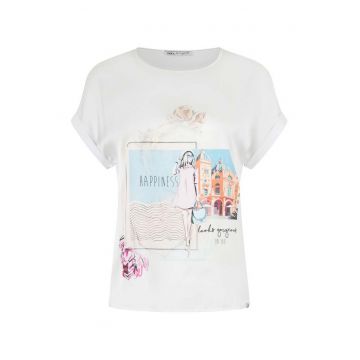 Tricou cu imprimeu foto - Alb