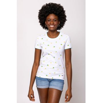 Tricou cu imprimeu si decolteu la baza gatului Metera