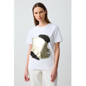 Tricou de bumbac cu imprimeu abstract