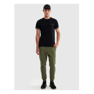 Tricou de bumbac cu imprimeu text discret Wlader