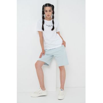 Tricou de bumbac cu logo brodat