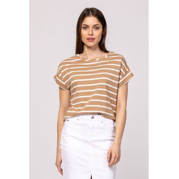 Tricou din amestec de bumbac si modal in dungi Millie