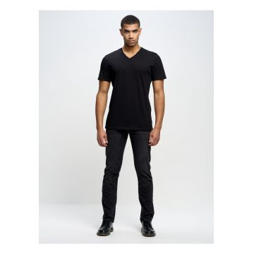 Tricou slim fit cu decupaj in V Basicov