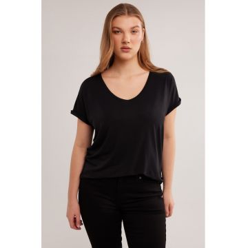 Tricou uni cu decolteu in V Valeria