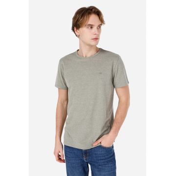 Tricou uni cu decolteu la baza gatului