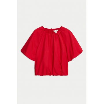 Top crop be bumbac cu model bufant