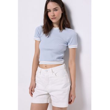 Tricou crop cu aspect striat