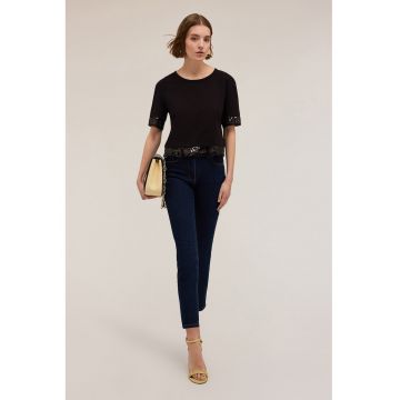 Tricou crop cu paiete
