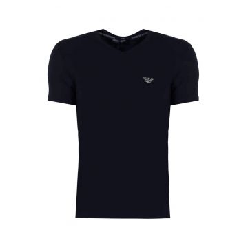 Tricou cu decolteu in V si detaliu logo -