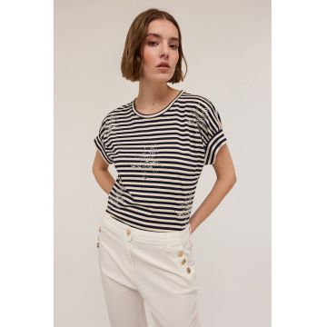 Tricou cu dungi si strasuri