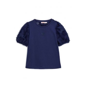Tricou din amestec de bumbac cu decolteu la baza gatului