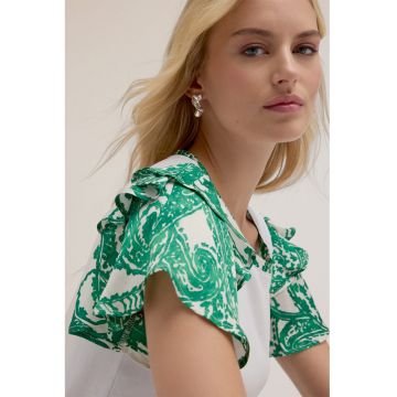 Tricou din amestec de bumbac cu volane