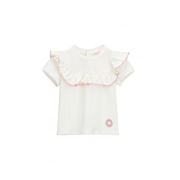 Tricou din amestec de bumbac cu volane
