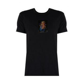 Tricou din bumbac cu decolteu la baza gatului -