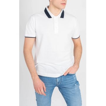 Tricou polo cu detalii contrastante - Alb -