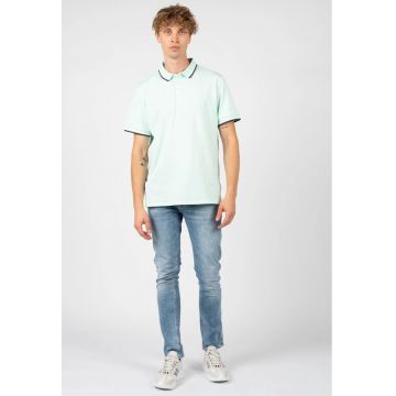 Tricou polo cu detalii contrastante - Verde menta -