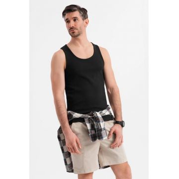 Top din amestec de bumbac cu model uni