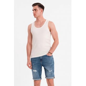 Top din amestec de bumbac cu model uni