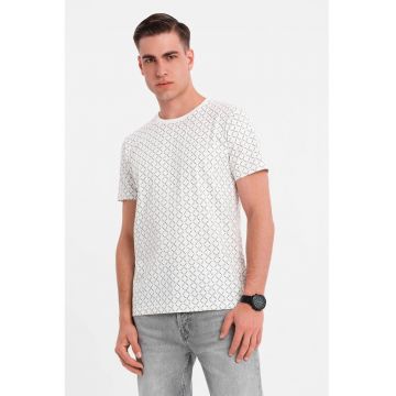 Tricou cu decolteu la baza gatului si model geometric