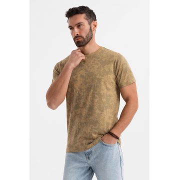 Tricou cu decolteu la baza gatului si model tie-dye