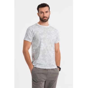 Tricou cu decolteu la baza gatului si model tie-dye