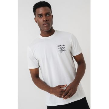 Tricou cu imprimeu logo si decolteu la baza gatului