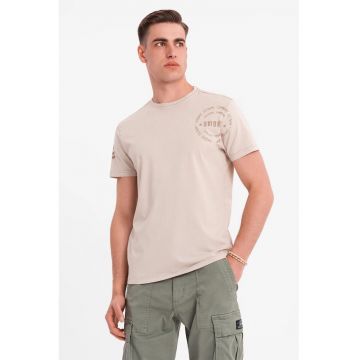 Tricou de bumbac cu decolteu la baza gatului