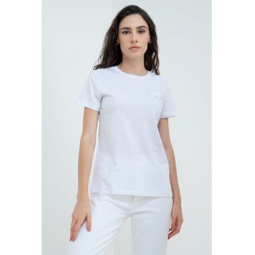 Tricou de bumbac cu decolteu la baza gatului