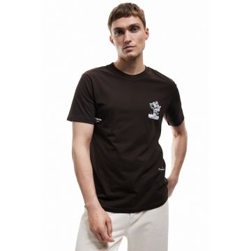 Tricou de bumbac cu imprimeu floral pe spate